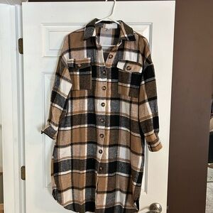 Plaid Button-Up Coatigan or Shirt Dress